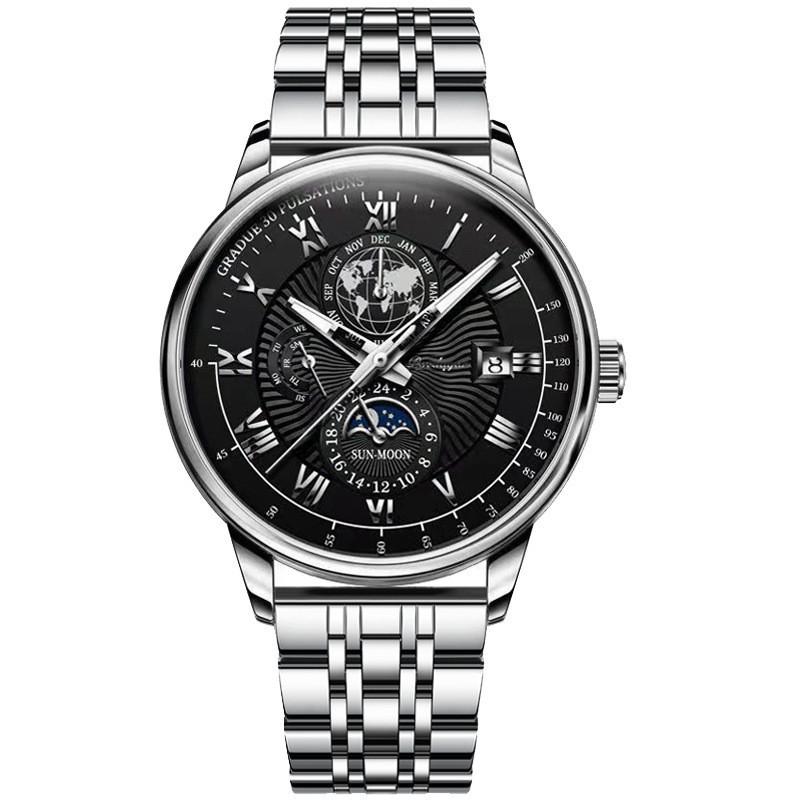 

Watch Men Luminous Calendar Quartz Business Versatile Fashion Trendy Jewelry Sliver Black