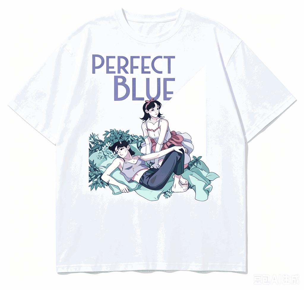 Perfect Blue Cotton T-shirt New?Model shirt personality Clothes Year round clothing Short Retro