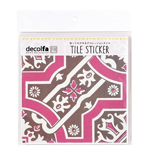 Nitoms decolfa Tile Stickers, Pink, Kitchen Decor, Oil Stain Prevention, Pack of 4, M4000