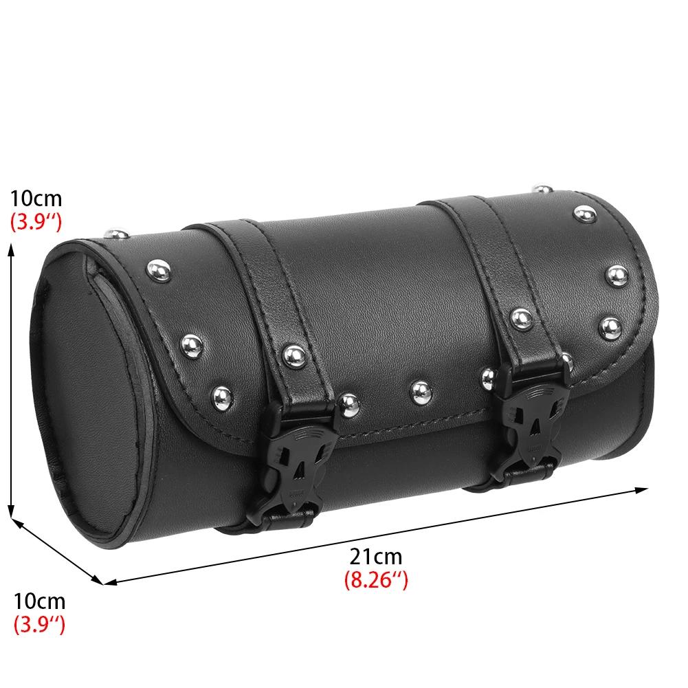 Motorcycle Universal Fork Bag Leather Saddlebags Tool Bag Storage Pouch Waterproof for Sportster