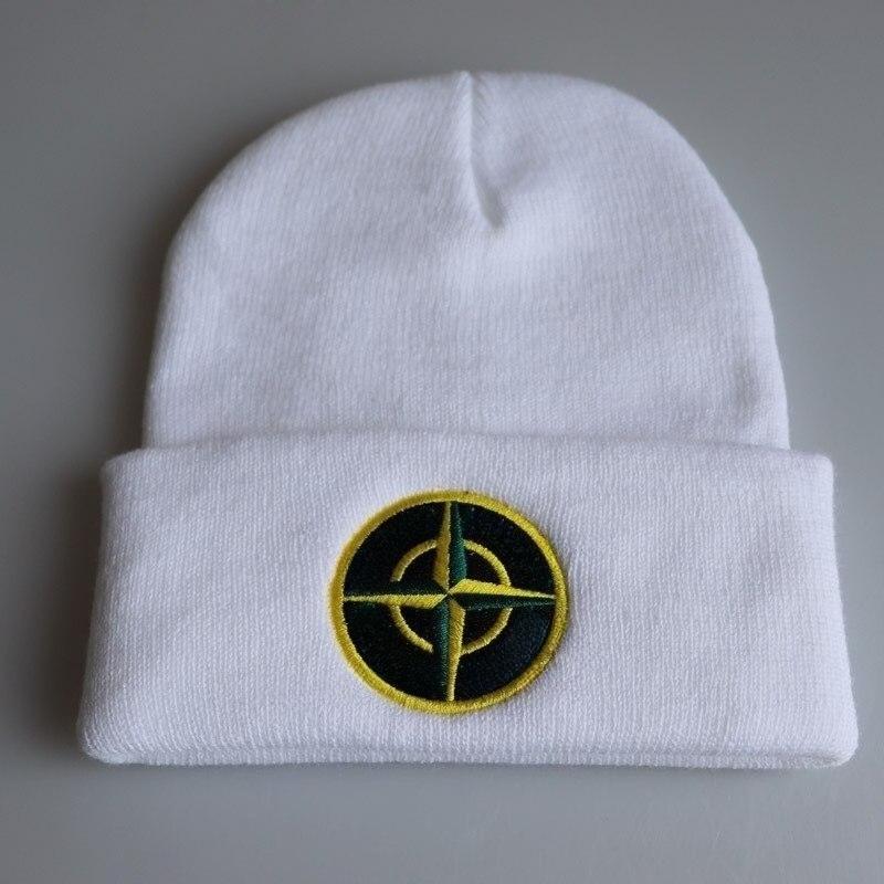 Unisex Cross Embroidery Knitted Beanie Hat hip-hop Pullover Cap белый