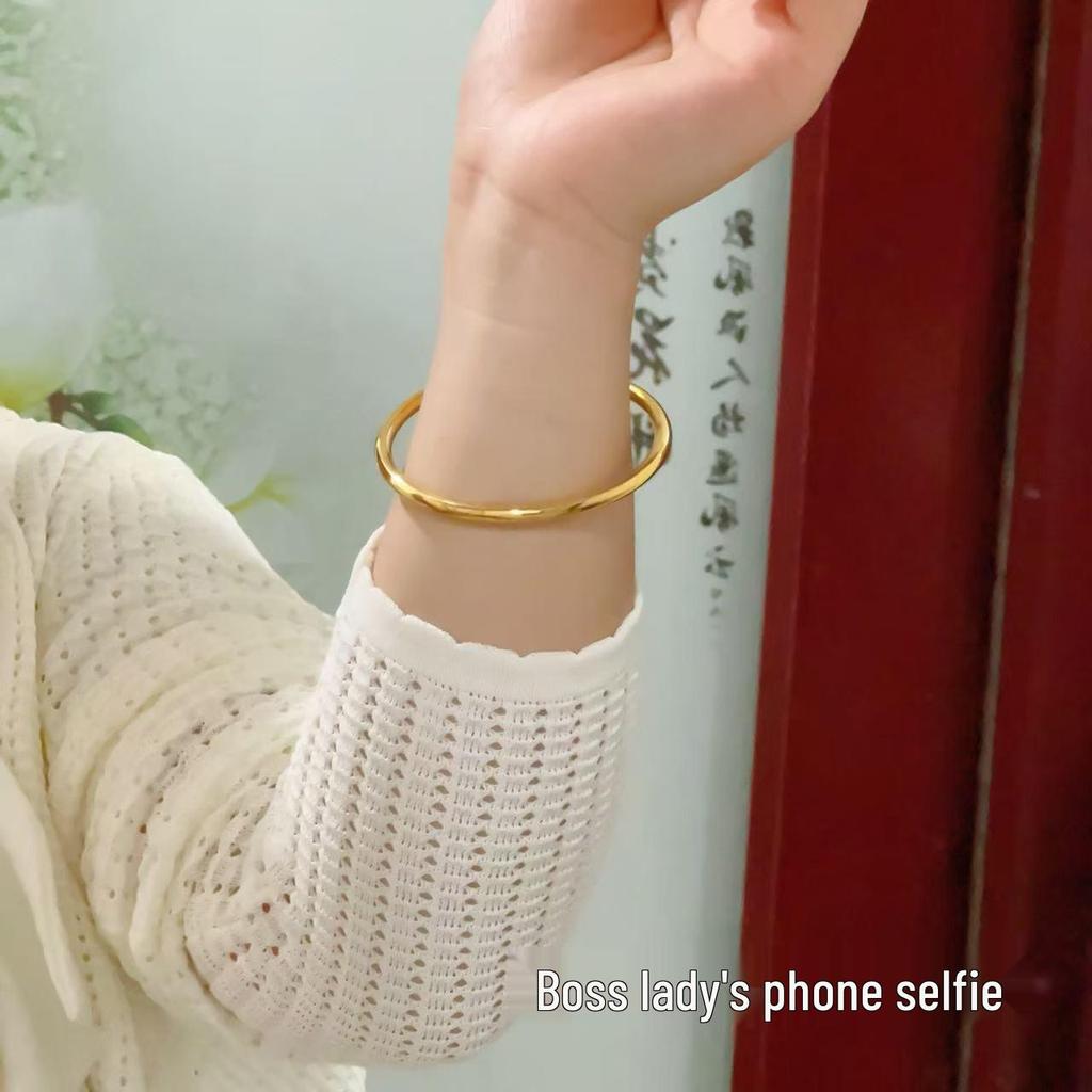 Elegant Ethnic Gold Titanium Steel Bangle for Women - Non-Fading and Timeless Design