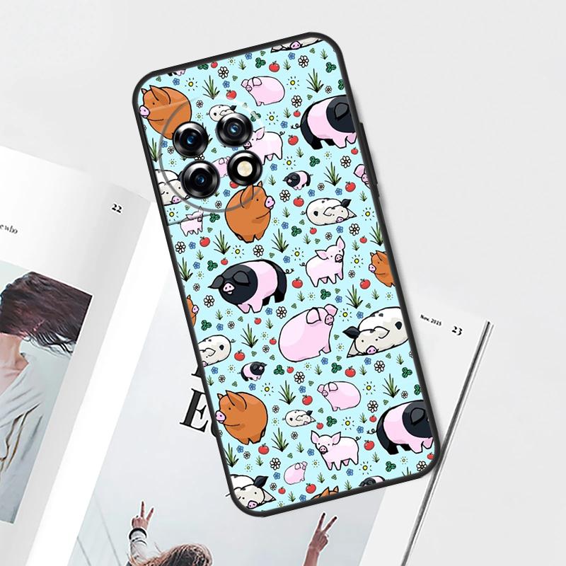 cute pig Case For OnePlus 12 11 9 10 Pro 8T 9R 10T 10R 12R OnePlus Nord 2 2T N20 N10 CE 3 Lite Cover