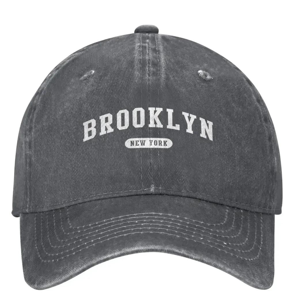 Brooklyn White Letter Print Denim Baseball Cap Outdoor Gym Hip Hop Hats Summer Unisex Unisex yk Retro Design Baseball Caps