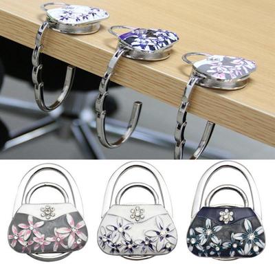 Vintage Flower Handbag Table Hook Table Hook Folding Bag Desk Hanger Foldable Holder