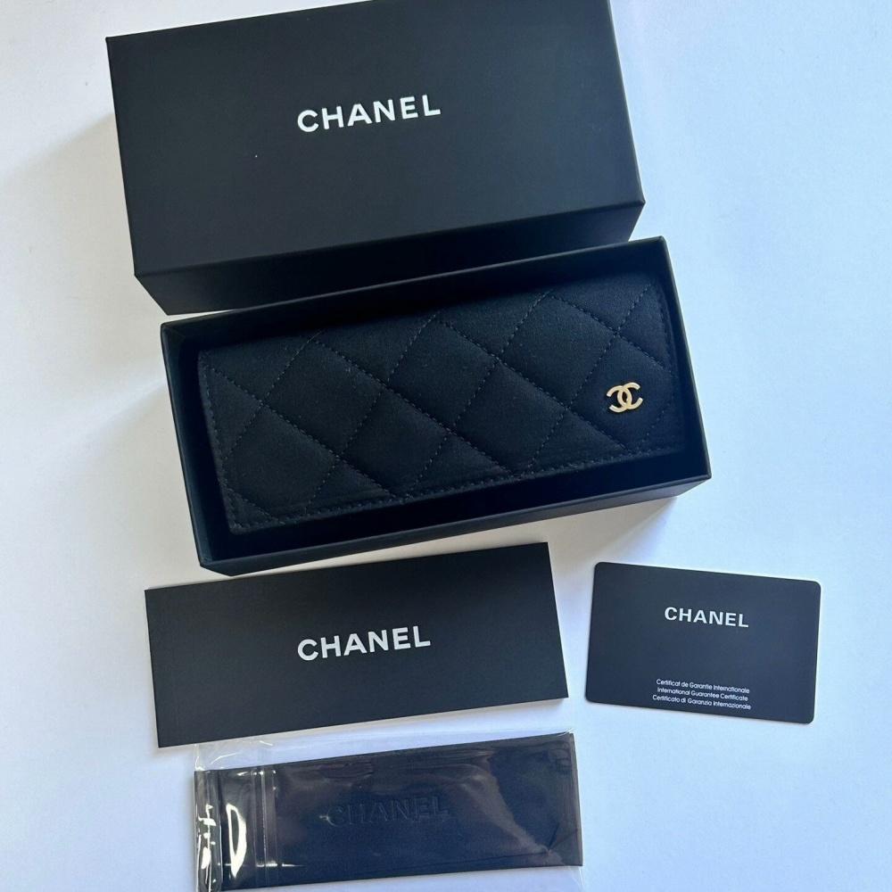 Chanel Black Quilted Fabric Glasses Case