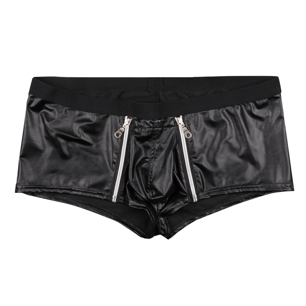 Men Brief Jock Strap Faux Leather Boxer Shorts Underwear Underpants