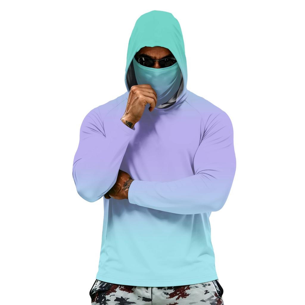 Herren Sommer Langarm Hoodie UPF50+ Sonnenschutz Schnelltrocknend Fitness Sportshirt Leicht Atmungsaktiv Outdoor Activewear