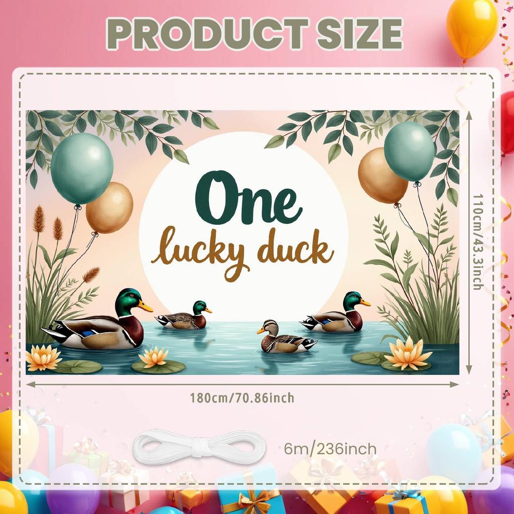 Duck Celebration Display Nature Inspired Kids Party Banner Pond Themed Banner Balloon Decor Lucky Celebration Banner