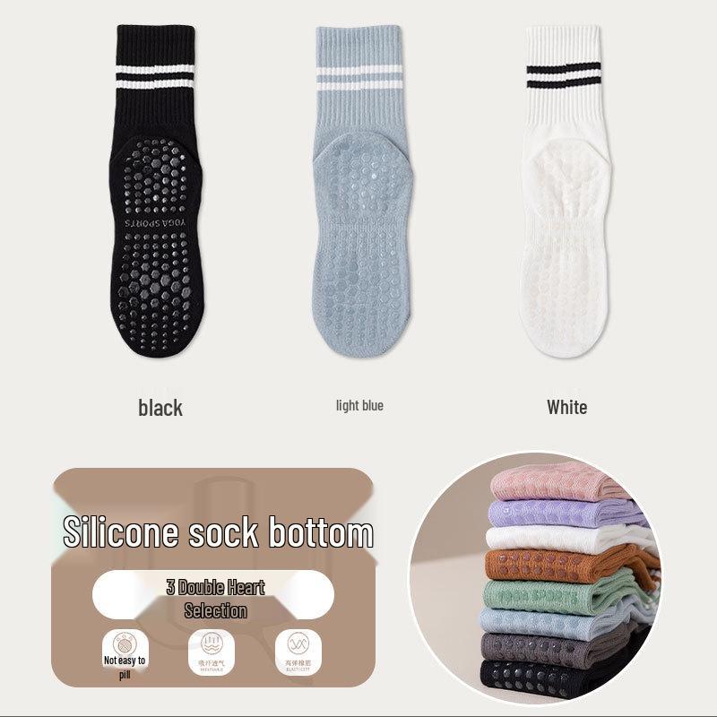 Non-Slip Silicone Yoga & Pilates Socks for Adults - Mid-Calf Length, Ideal for Indoor Sports, Dance, and Fitness Activities