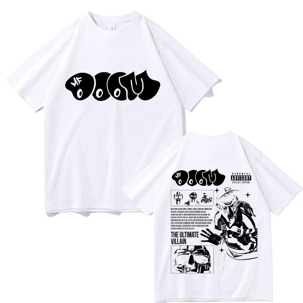 Verão de 2025 Rapper Vilão Maluco Mf Bad Luck Álbum Vilão Maluco Camiseta Gráfica Definitiva Masculina Hiphop Algodão Solto Street Wear