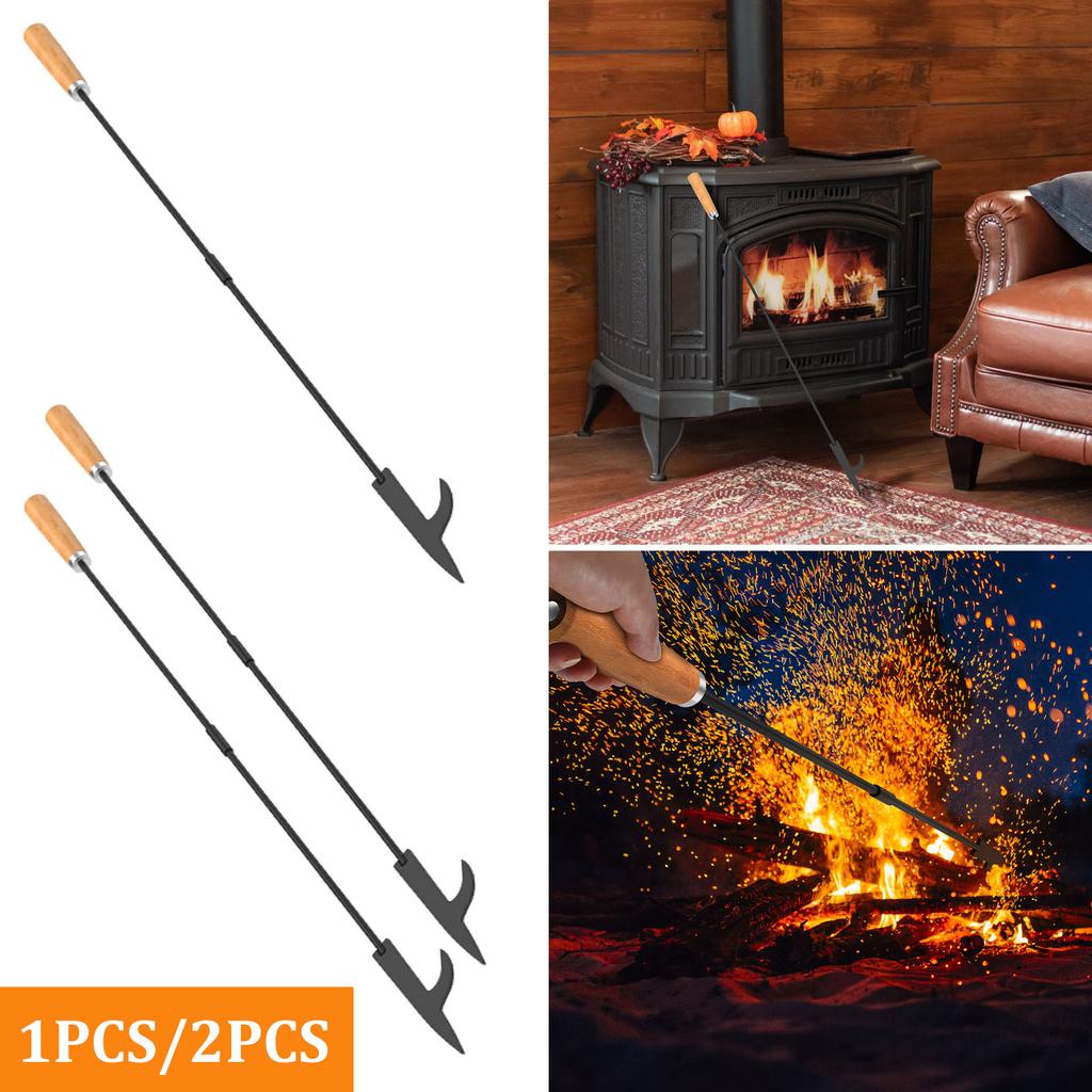1/2Pcs Prong Fire Pit Poker 32in Iron Fireplace Poker Tool with Handle Portable Rust Resistant for Camping Fireplace Wood Stove