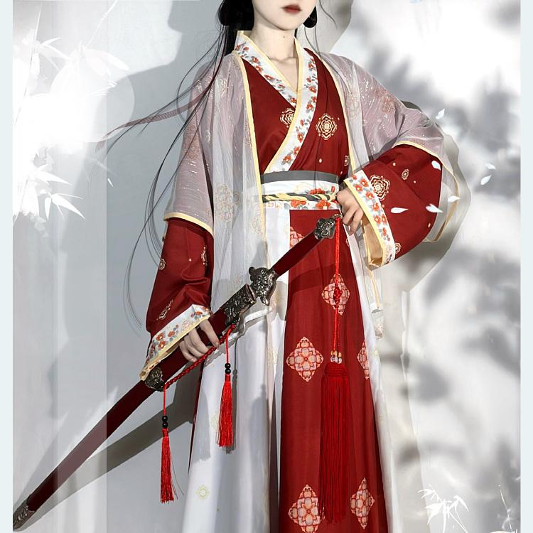 

Китайский стиль династии Вэй Цзинь, длина талии, женский костюм Hanfu с перекрестным воротником