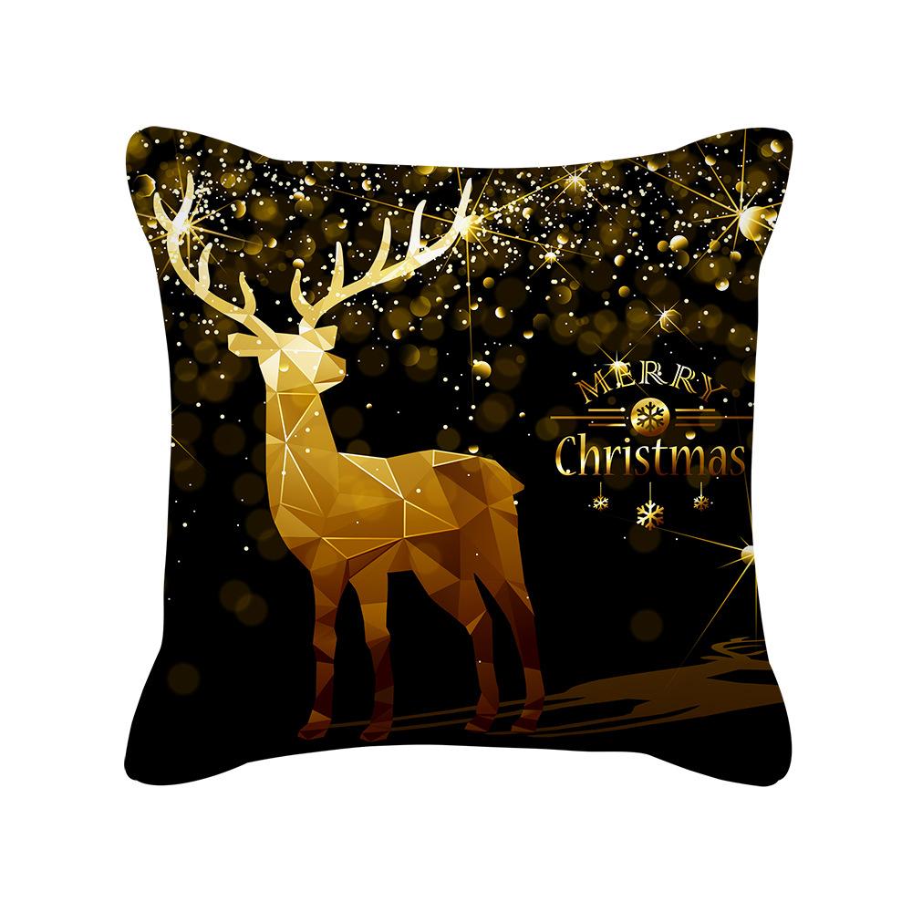 Pillow Peach Velvet Black Gold Christmas Pillow New Snowflake Letter Sofa Bedside Pillow Cover