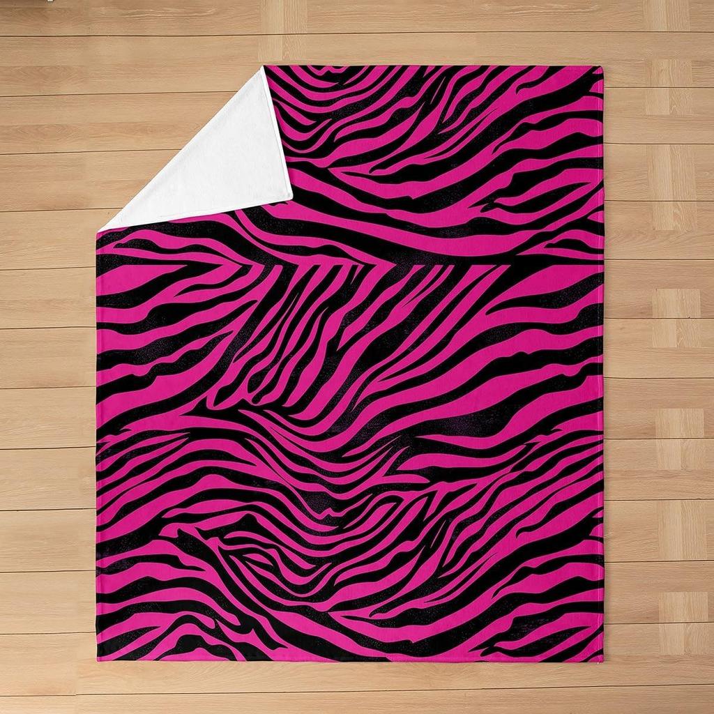 Pink Zebra Print Blanket Soft Fleece Throw Cozy Living Room Decor Animal Pattern Bed Cover Fashion Home Textile