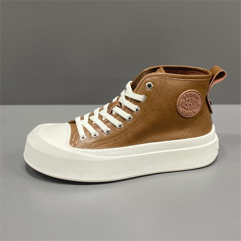 Summer pure leather high-top soft-soled breathable casual short boots casual shoes kq