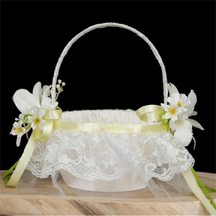 Elegant Lace Wrapped Wedding Flower Basket Flower Girl Basket For Various Wedding Ceremony Wedding Aisle Decoration