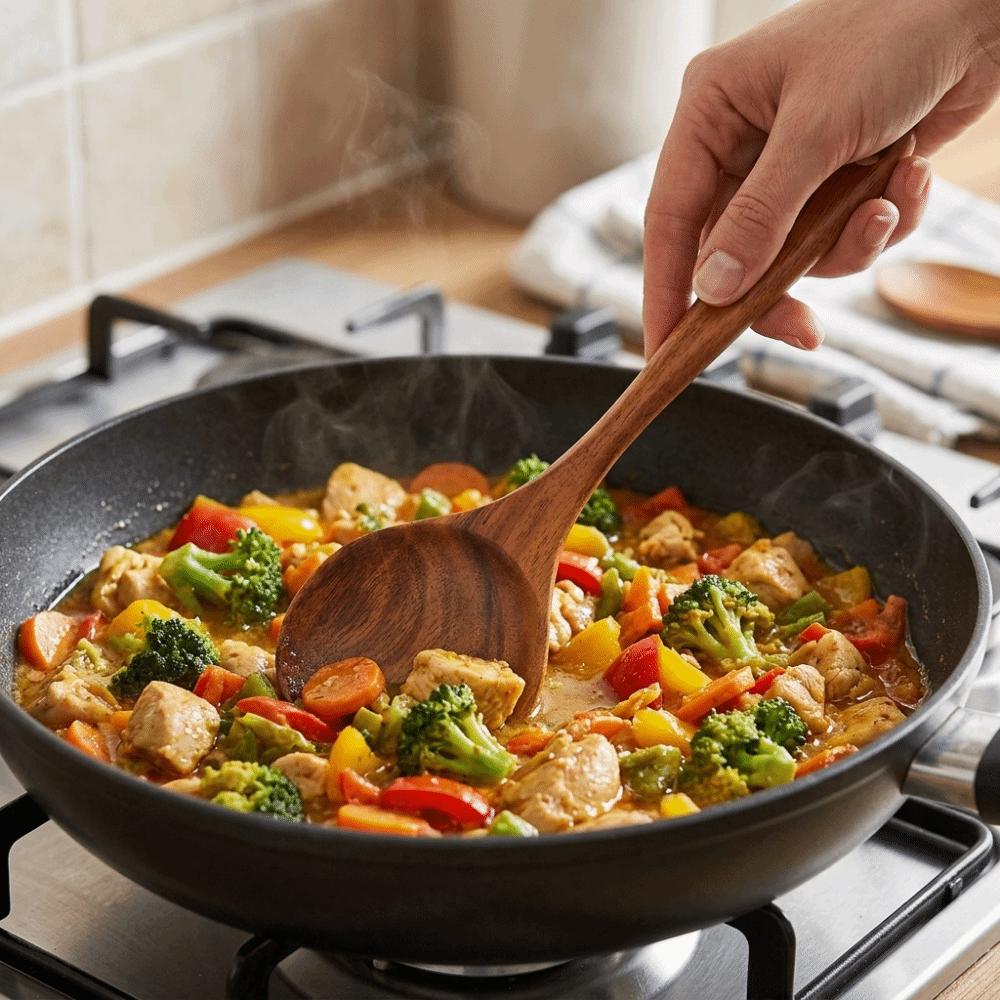 Wooden Seasoning Spoon Random color Kitchen Spoon Easy Grip Stirring Spoon  Family Dining