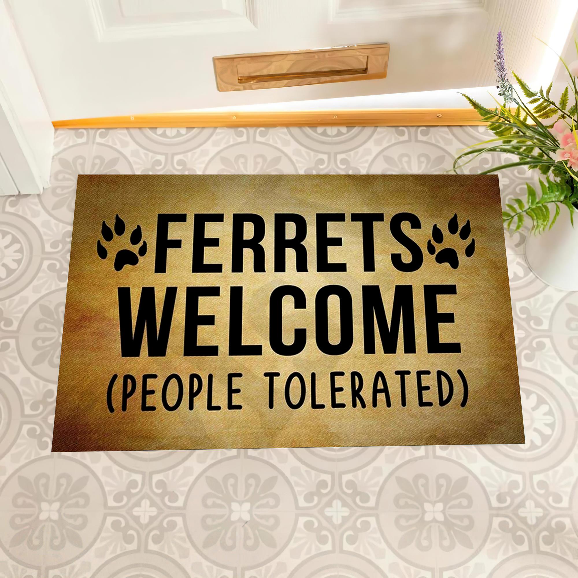 Fretten Welkom Mensen Getolereerd Deurmat Antislip Rubberen Achterkant Buiten Entree Vloermat Decoratieve Vloerkleden Welkomstmat Entree 30x18inch