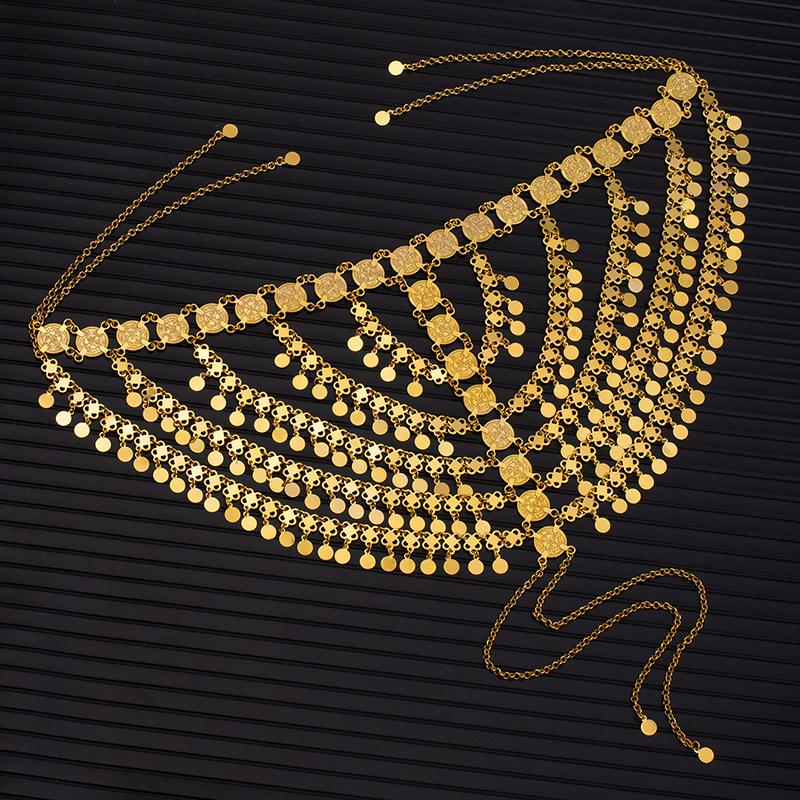 

Arab Bridal Headwear Hair Accessories Tassel Sequins Coin Head Chain Hair Chain Performance Accessories Ethnic Style Head Cover Hair Cover