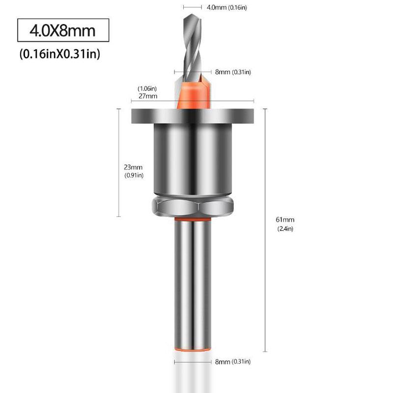 8mm Shank HSS Countersink Woodworking Router Bit Milling Cutter Screw Extractor Remon Demolition