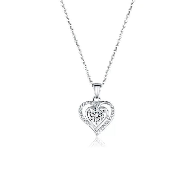 Colier în formă de inimă pentru femei, simplu japonez și coreean, lanț de gât claviculă cu pandantiv inimă pentru student stil Mori