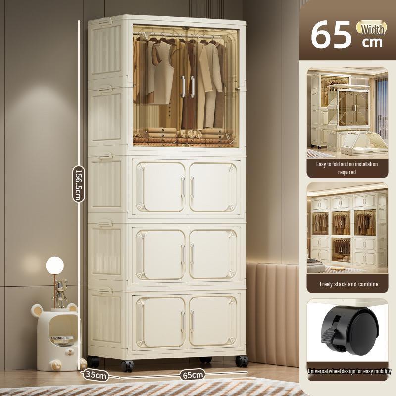 Multi-Layer Foldable Storage Cabinet: Plastic Wardrobe, Shelving Unit, Toy Organizer, Clothes Box