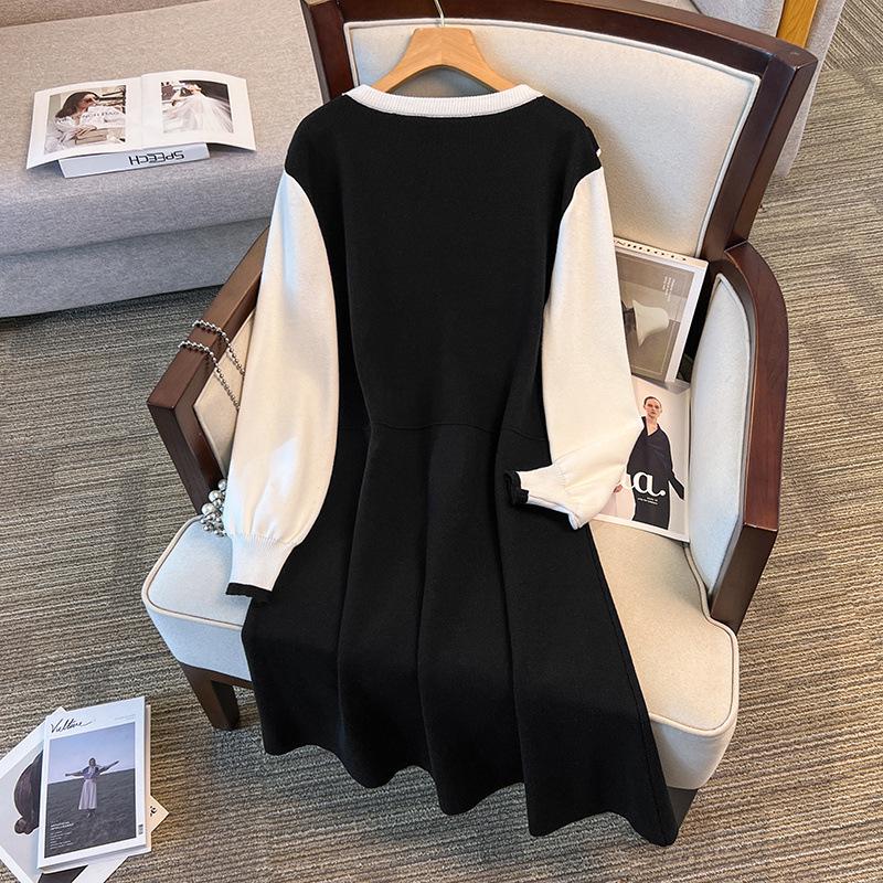 Plus Size Women's Long Lapel Sweater Dress - Bust 150/160 - Sizes 200/350 Jin - Style 8060