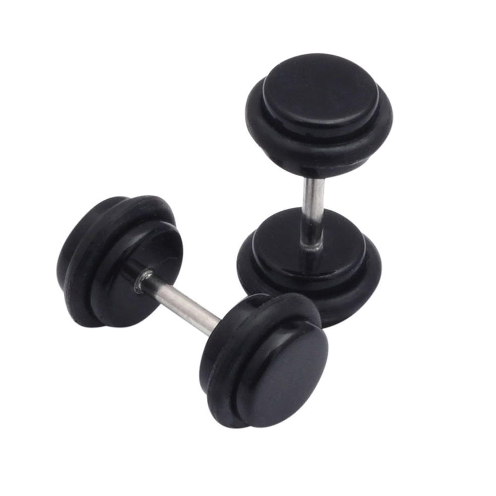 12PCS De Acero Inoxidable Negro tramposo oído falso Tapones Oreja Aretes conjunto 4-14mm