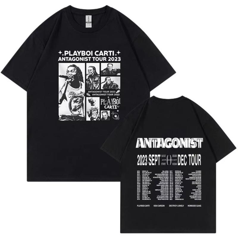 Rapper Playboi Carti Antagonist Tour Tshirt 2023 Concert Fans T Shirt Unisexs Fashion Hip Hop Short Sleeve Oversized Tshirts