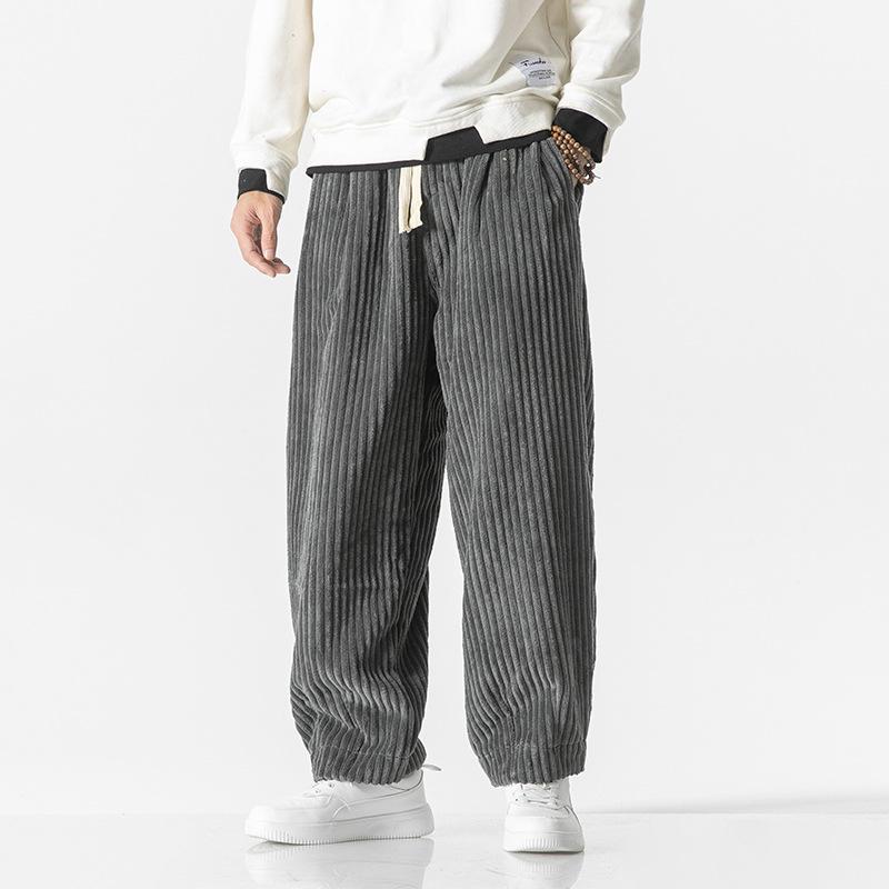 Mens Corduroy Loose Straight Chinese Style Big Size Casual Harem Long Pants