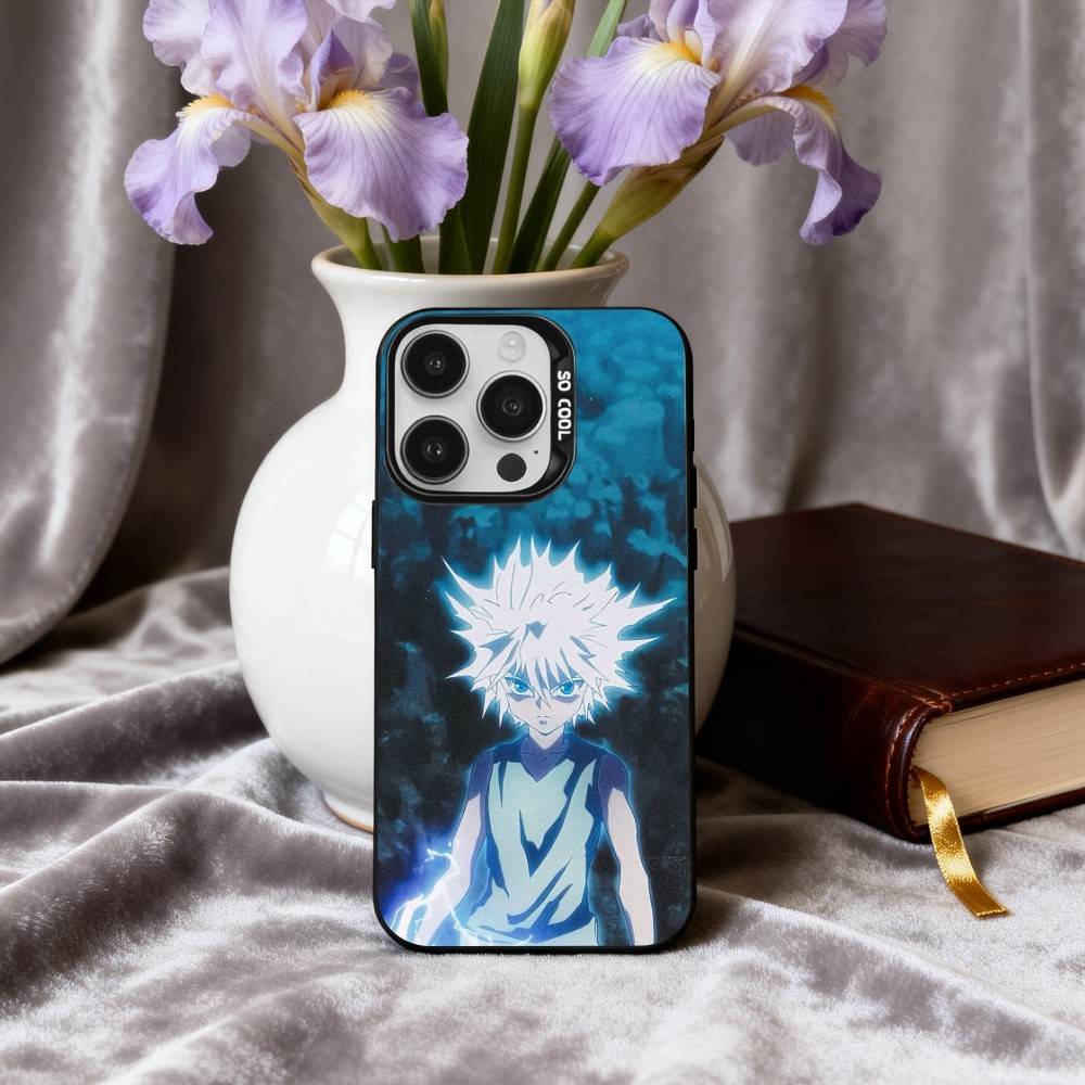 K-Killua Z-Zoldyck H-Hunter X Hunter Phone Case For iPhone17,16,15,14,13,12,11 Plus,Pro Max Black Candy silver phone case