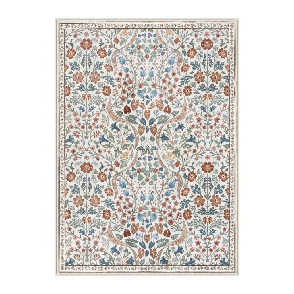 Bohemian Floral Rug Vibrant Blossom Floral Living Room Area Rug Minimalist Bedroom Decorative Rug Washable Rug