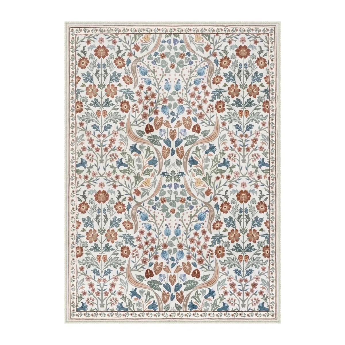 

Bohemian Floral Rug Vibrant Blossom Floral Living Room Area Rug Minimalist Bedroom Decorative Rug Washable Rug 40X60CM
