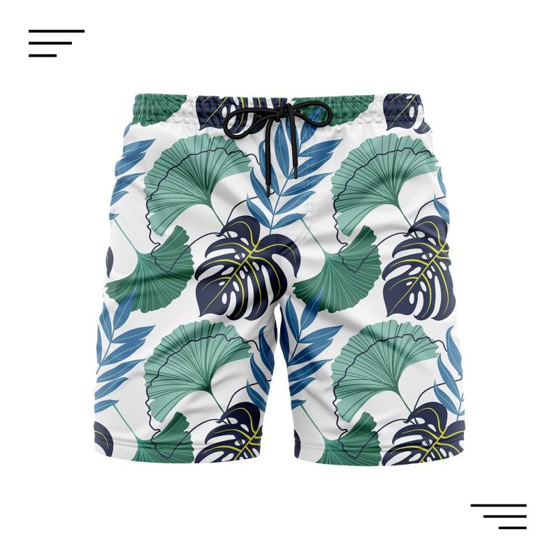 Mens Quick-Dry Beach Shorts With Digital Print Loose Fit Vacation Travel Sports