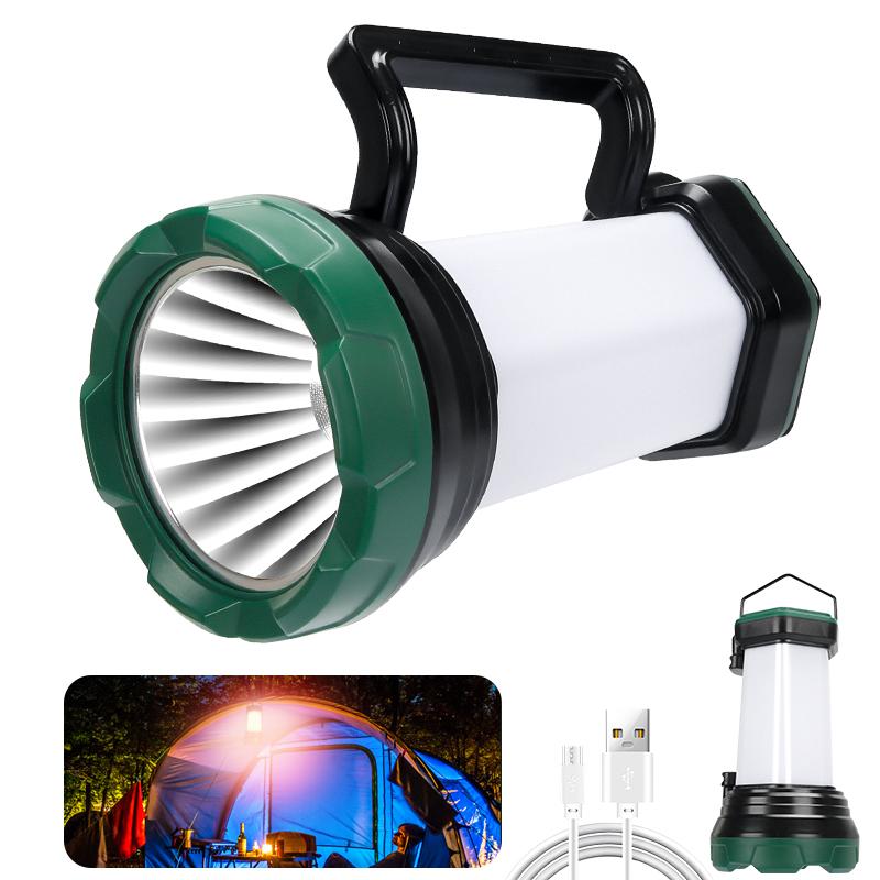 

Водонепроницаемый многофункциональный портативный фонарь для кемпинга, USB-зарядка, мощный свет, светодиодный фонарь для кемпинга, уличный прожектор зелёный