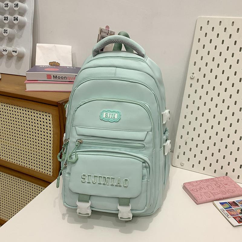 

New junior high school, high school, male and female students schoolbag, large capacity, lightweight and simple backpack, going out commuting trave Single Pack зелений