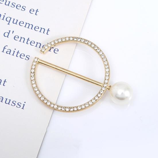 4 Pcs Clothes Corner Knotted Buttons Round Circle Shape Faux Pearl Rhinestone Decor Scarf Ring Clips T-shirt Ties Clips Shirt Tighten Clips