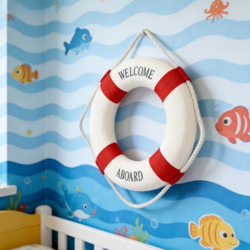 Klassischer Rot-Blauer Rettungsring Schreibtischdekoration, Nautisches Ornament - Perfekt für Home Office, Regal oder maritime Themenzimmergestaltung