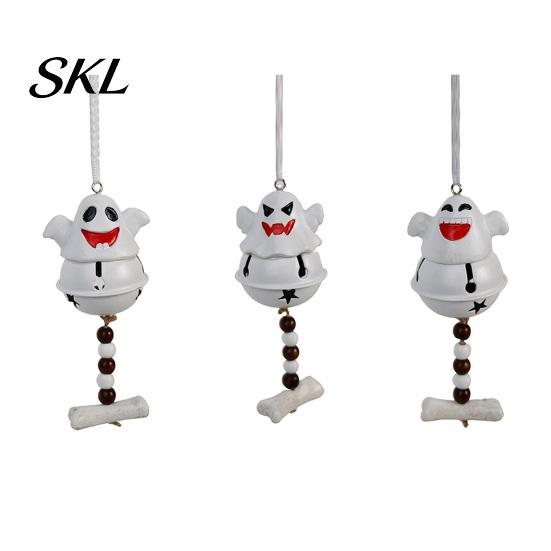 Halloween Tree Ornaments Ghost Bell Hanging Decor, Cute Resin Door Ornament with Star Base, Decor Spooky Festive Hanger for Home Party, Trick or Treat
