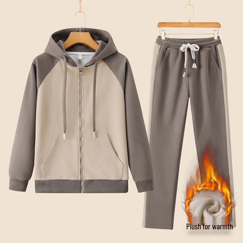 Women's Winter Warm Velvet Slim-Fit Hooded Sweatshirt & Pants Set
