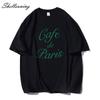 Shellsuning Funny Letter Printing T Shirts Women Summer Loose O Neck Cotton Base Tees Female Vintage Streetwear Couple Tops
