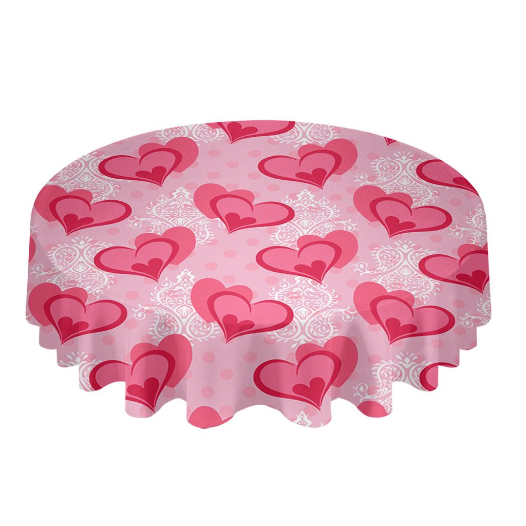 Pink Dot Round Table Cloth Festival Dining Waterproof Tablecloth Table Cover For Wedding Party Decor