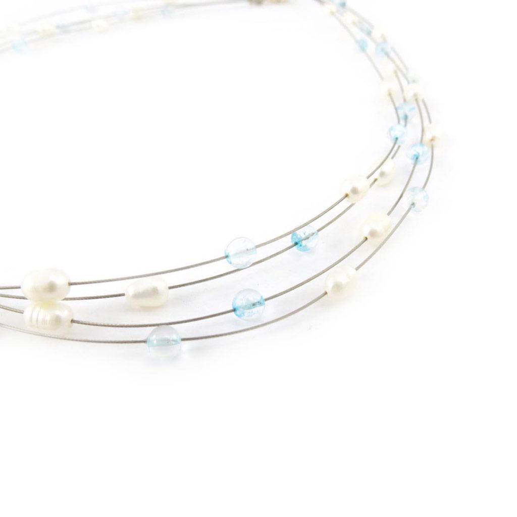 Les Trésors De Lily [J3546] - Collier Créateur 'Minéralia' bleu blanc