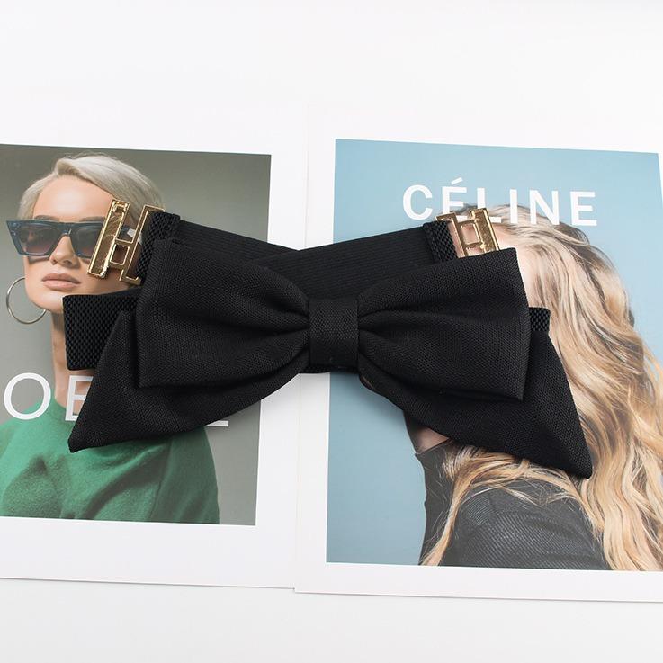 Bow Women'S Elastic Wide Waist Seal With Suit Sweater Dress Elastic Decorative Belt