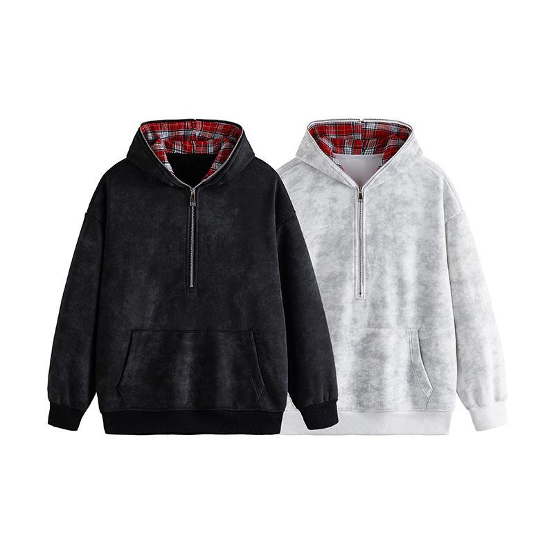 New Autumn and Winter Men's Washing Dirty Cloth Fleece Large Size Fake Two-piece Sweatshirt Coat Men's Top