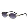 New European American Frameless Cut Edge Oval Sunglasses Hip Hop Fashion Eyewear