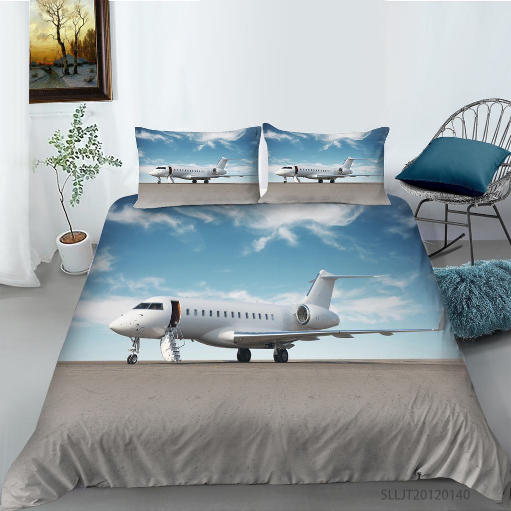 Sada 3D povlečení s potiskem pro přepravu se vzorem letadla Povlak na polštář Povlak na polštář 2 nebo 3 kusy AU240 * 270 nadrozměrná domácí dekorace