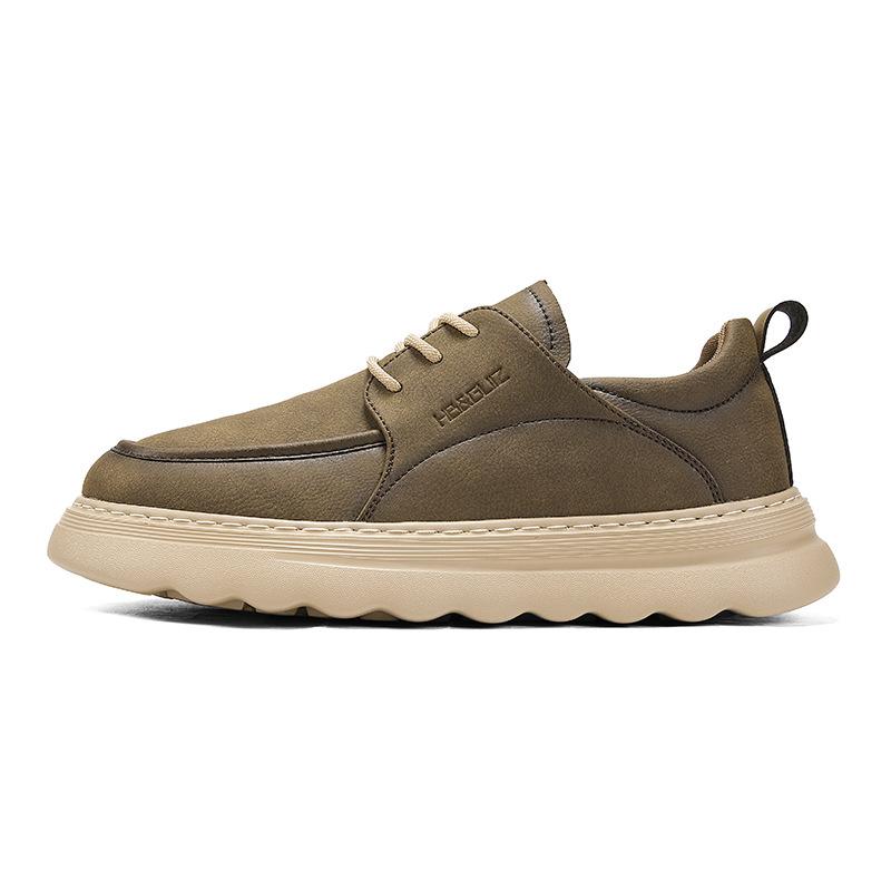 22 new thick-soled youth casual shoes autumn and winter leather retro board shoes