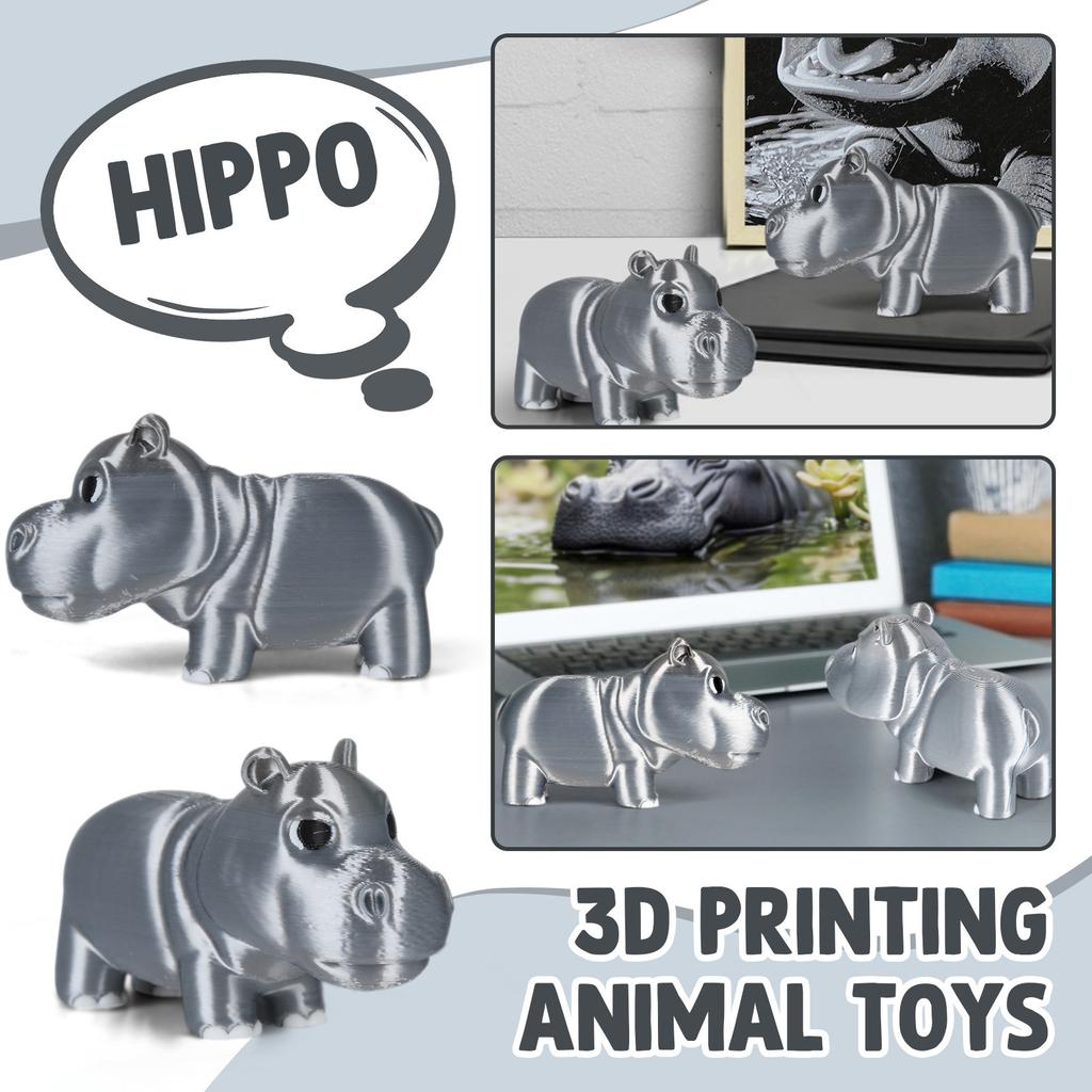 3D Printed Unreachable Hippo Toys, Hippo Ornaments, 3D Printed Hippo Toy Decoration, Stress Relief, Movable Hippo
